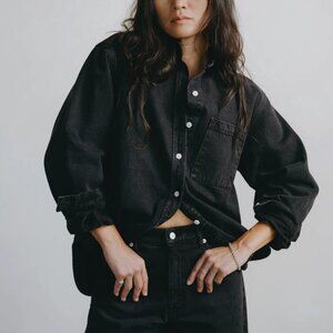 Ozma Denim Marcie Shirt, Recycled Denim, Vintage Black